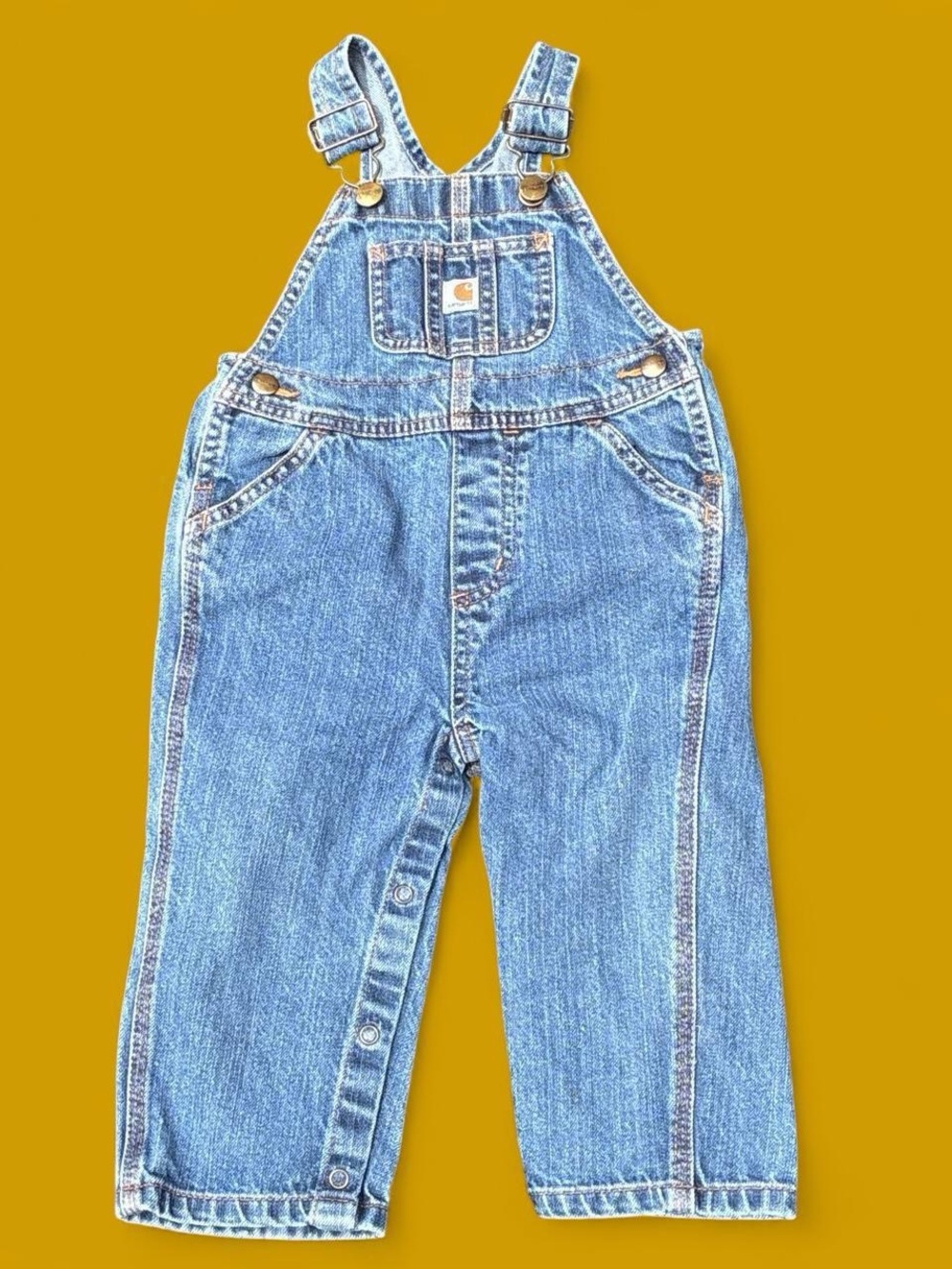 Carhartt Blue Kids Denim Overalls with Chest Pocket